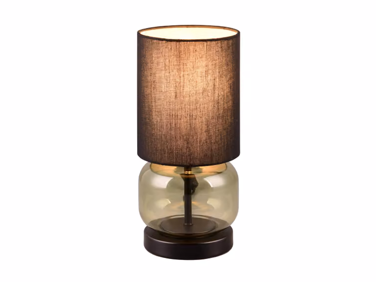 Lampada da tavolo 28 cm con paralume in tessuto e vetro verde