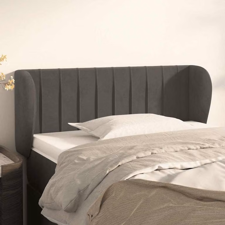 Testiera ad orecchio vidaXL in velluto grigio scuro L: 93 cm, P: 23 cm, H: 78-88 cm