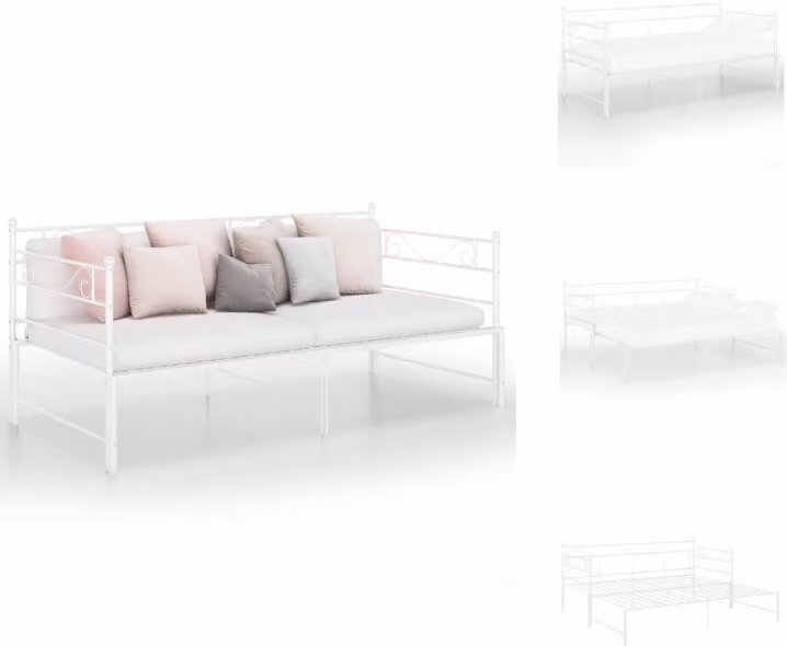 vidaXL Struttura per divano letto allungabile in metallo bianco 90x200 cm - Letti e strutture letto