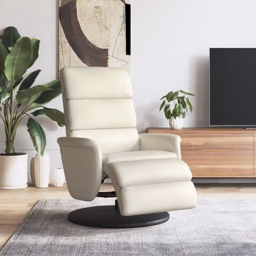 Maison Exclusive - Poltrona relax con poggiapiedi, rivestita in ecopelle color crema