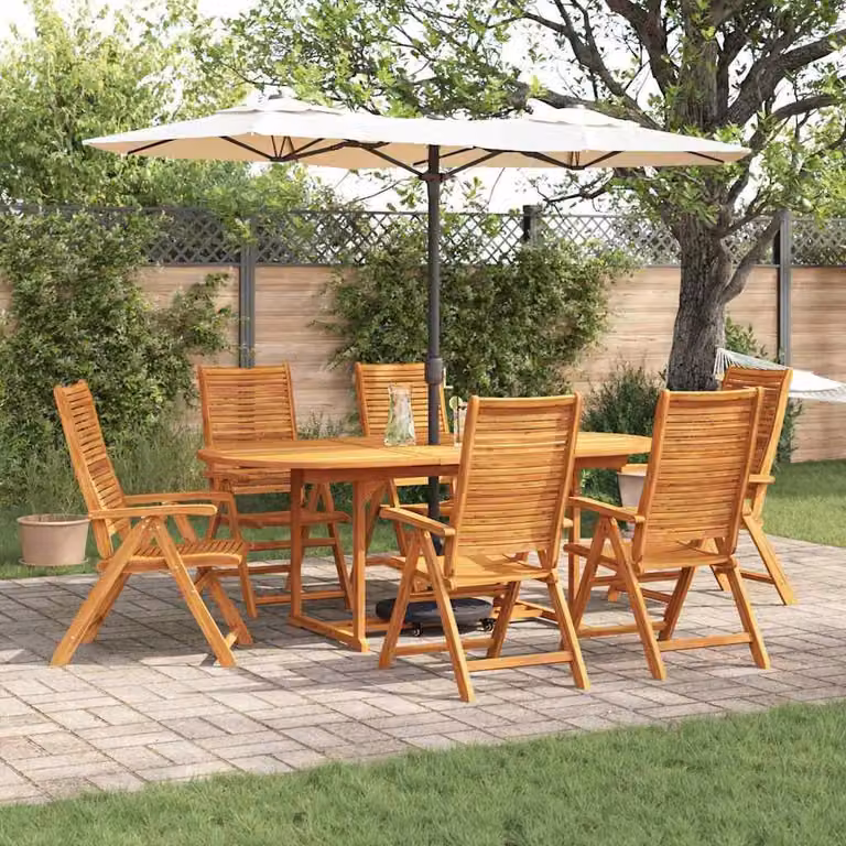 Maison Exclusive - Set da pranzo per esterno, 7 pezzi, legno massello di acacia, color marrone