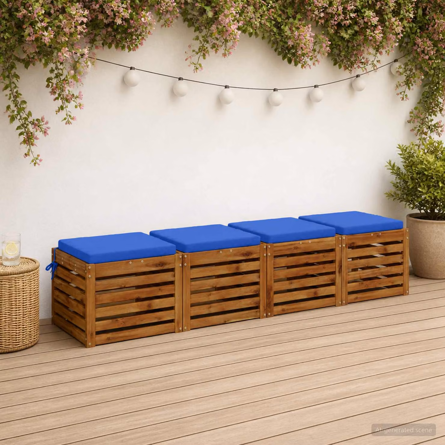 Set di 4 cuscini per sedia vidaXL in poliestere blu con imbottitura in schiuma e rivestimento lavabile