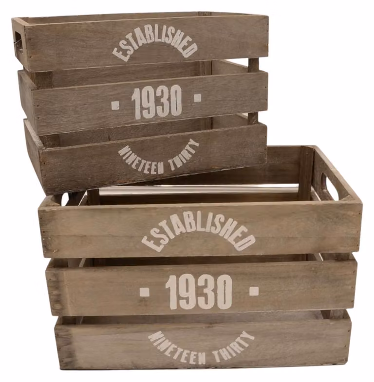 Cassette di legno decorative 2 pezzi cassetta di immagazzinaggio set di cassette vintage look