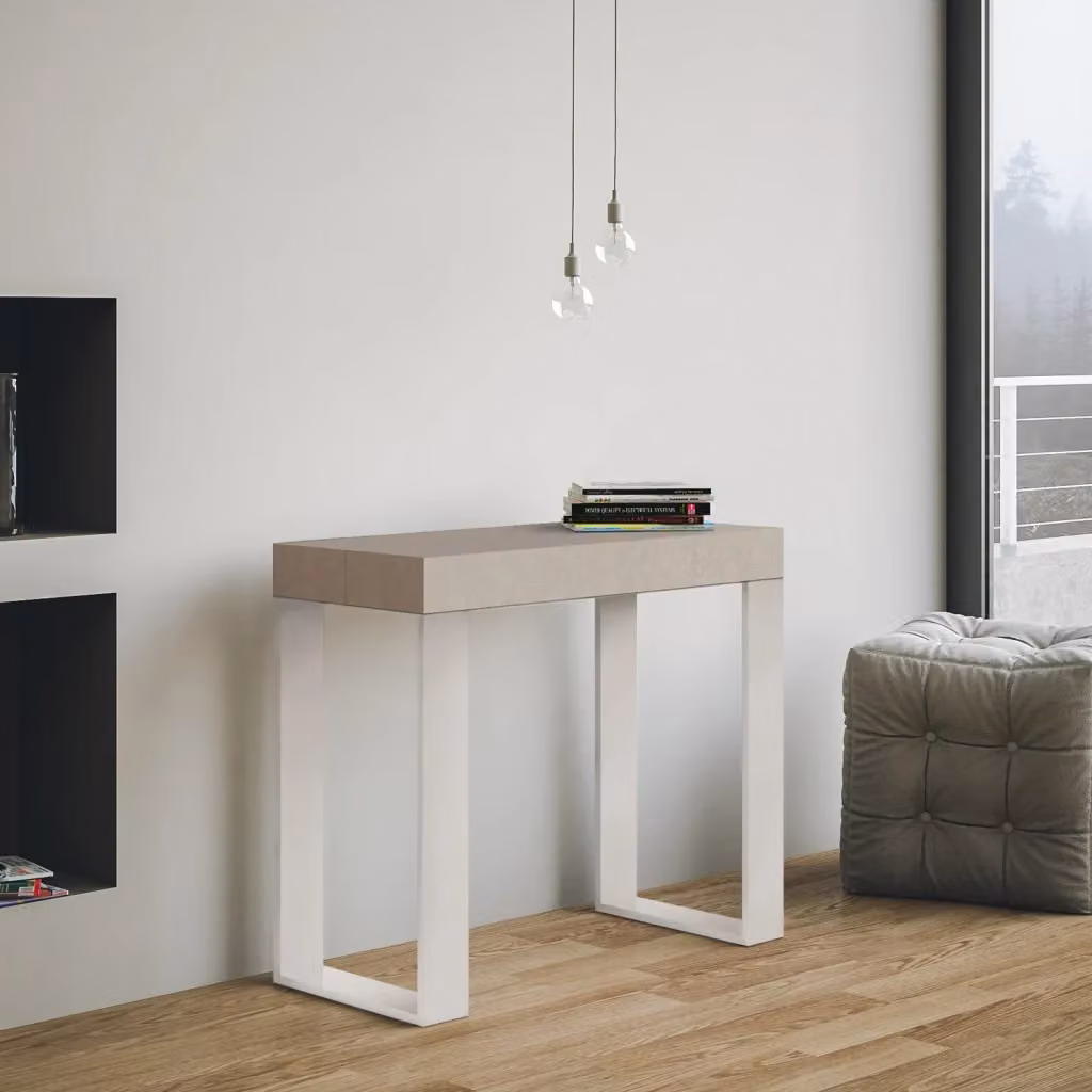 Consolle allungabile Tekno Cashmere con telaio Bianco L/P: 90 x 40/300 cm – 2