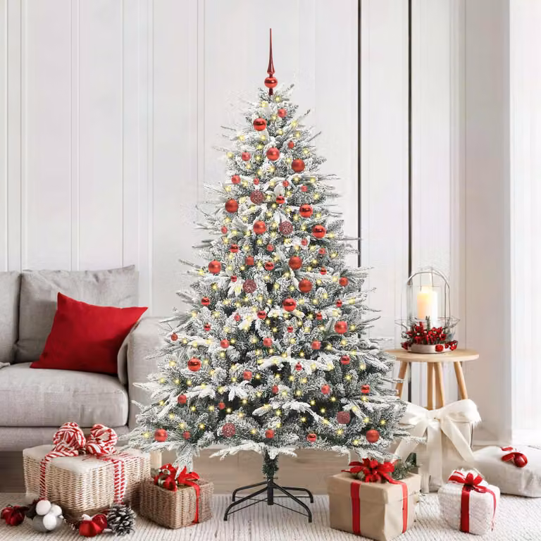 Albero di Natale Artificiale Pre-illuminato con LED Warm White e Set di Palline Verde vidaXL