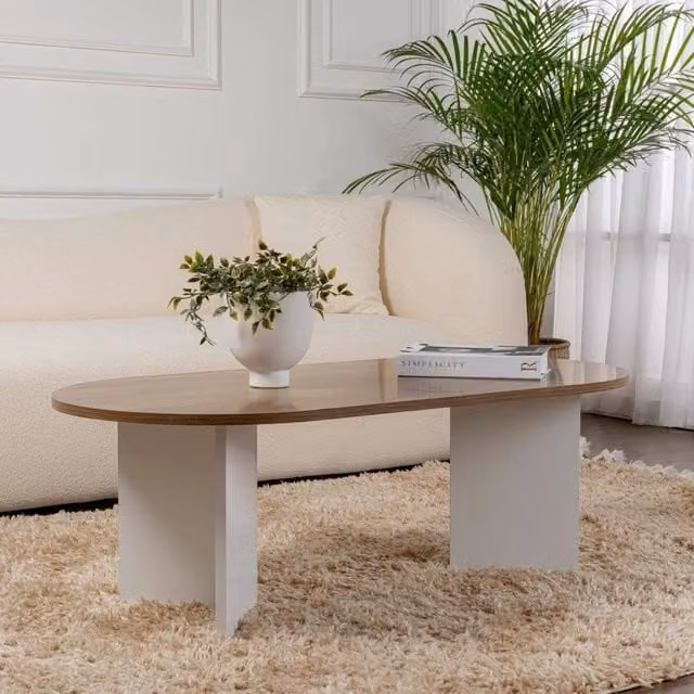 Tavolino da salotto Elain DMORA rettangolare moderno, Noce e Bianco, L: 119 cm, P: 60 cm, H: 40 cm – 1