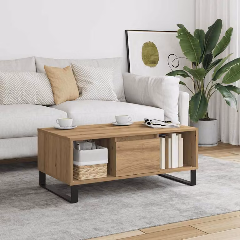 vidaXL Tavolino da Salotto Moderno in MDF Laminato Marrone L: 90 cm, P: 50 cm, H: 36,5 cm