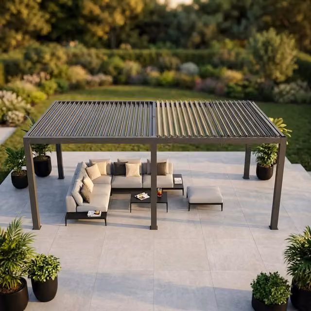 Modulo per Pergola Bioclimatica ISABELLA in alluminio grigio, L: 3 x P: 3 m
