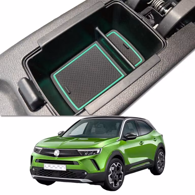 Contenitore portaoggetti per la console centrale, compatibile con Opel Corsa F / Corsa-e dal 2019 al 2025, colore verde