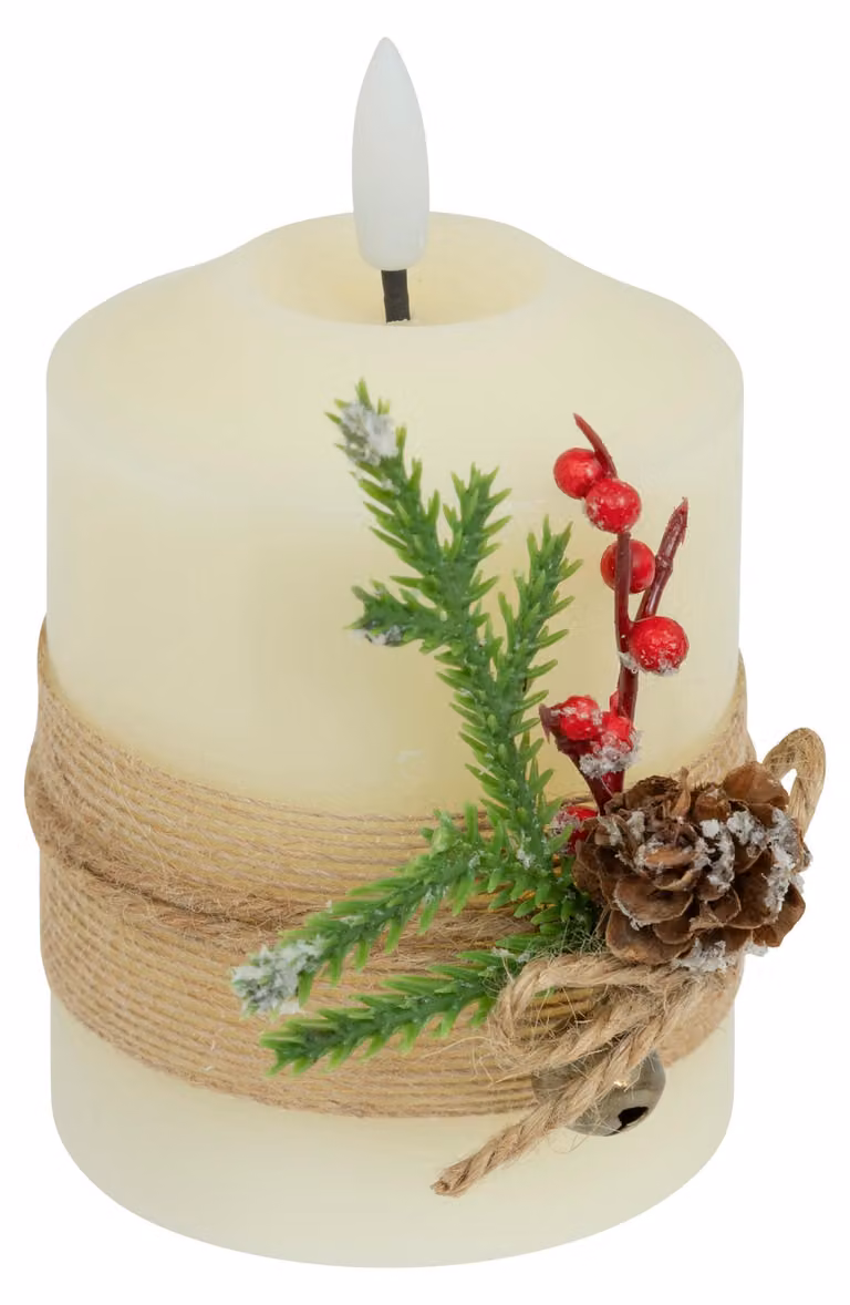 Candela LED decorativa in paraffina, 10 cm, bianca
