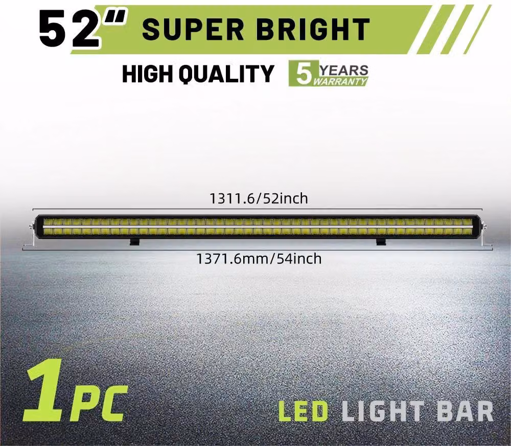 Barra luminosa a LED, doppia fila, fascio combinato, 52 pollici con cablaggio