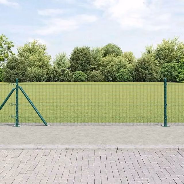 Recinzione metallica saldata vidaXL verde con base in cemento e rivestimento in PVC, L: 100 cm, H: 60 cm, P: 8,5 cm