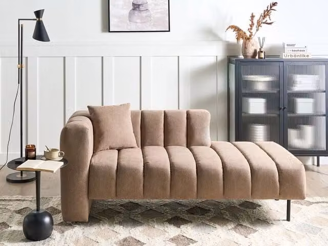 Chaise Lounge BELIANI in tessuto marrone con design moderno e cuscino lato sinistro L/P/H: 173 x 79 x 73 cm – 1