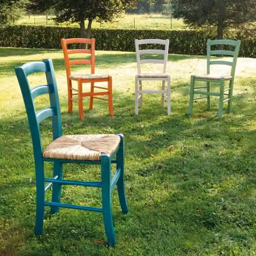 Sedia in legno con seduta in paglia di riso Natura