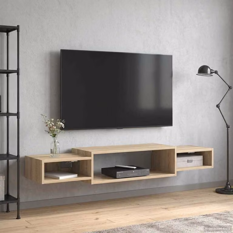 Mobile TV da parete vidaXL in Rovere Sonoma, L 140 x P 28 x H 21 cm