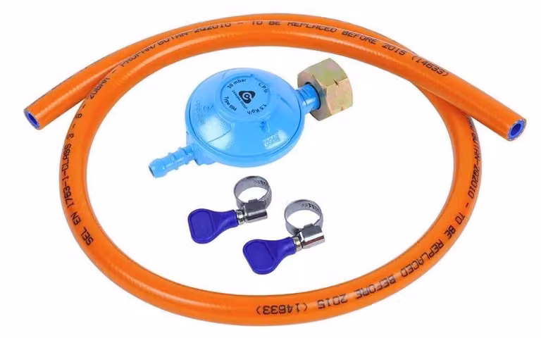 Kit di installazione per tubo flessibile del gas butano da 150 cm con regolatore di pressione da 30 mbar