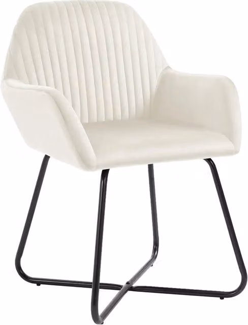 Set di 2 sedie da pranzo moderne vidaXL in velluto beige e bianco con struttura in metallo