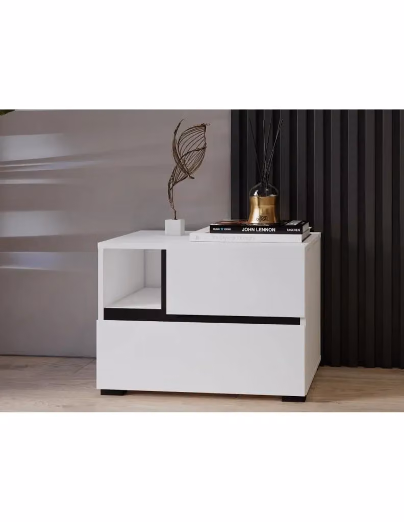Comodino Meublorama bianco e nero con design moderno e finitura opaca – 2