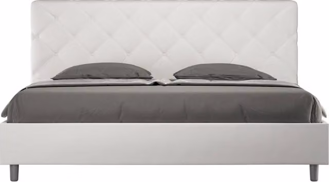 BS COM Letto senza rete imbottito 180x200 similpelle bianco