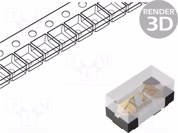 5 LED, 15÷35 mcd, 1,6÷2,4 V, colore rosso, angolo di emissione 120°, dimensioni 1x0,5x0,45 mm, tecnologia SMD 0402, corrente di funzionamento 20 mA, modello LL-S160VC-V1-2B