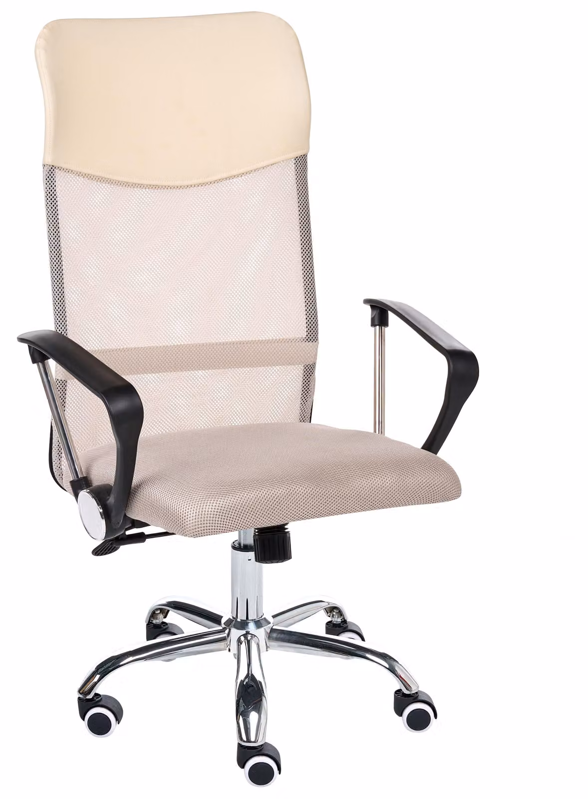 BELIANI Sedia da ufficio beige girevole in rete regolabile in altezza con schienale alto e braccioli
