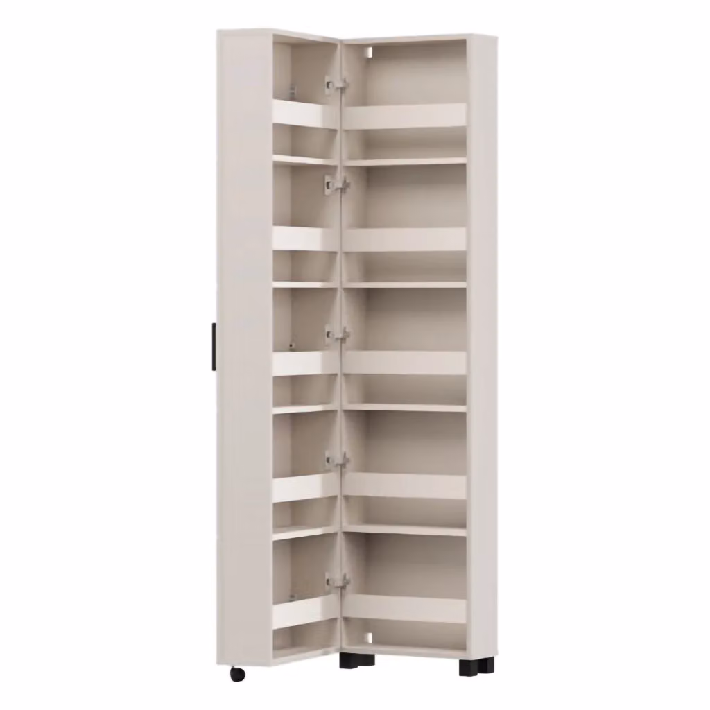 Mobile Portascarpe Visby DMORA con 10 Ripiani, Bianco Crema, L: 46 cm, P: 33 cm, H: 185 cm – 2