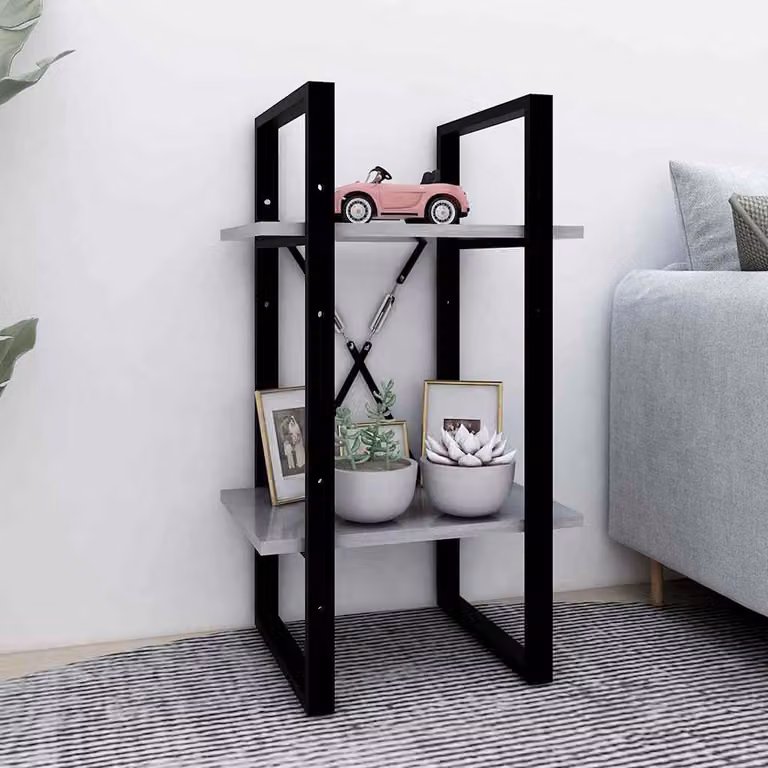 Libreria vidaXL in stile industriale con 2 ripiani, Grigio, L 40 cm x P 30 cm x H 70 cm