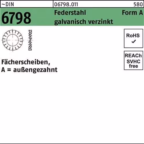 Rondelle dentate Reyher DIN 6798 SpringSt. A 3.2 vz 067980119032000 (500 pezzi)