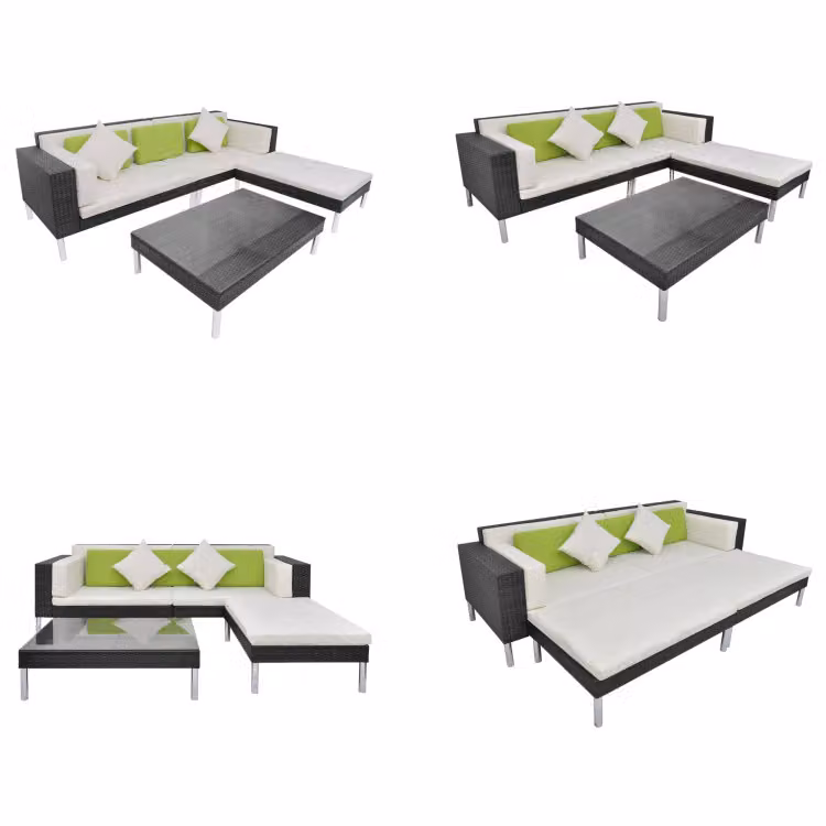 vidaXL set salotto da giardino 4 pezzi con cuscini in poly rattan nero - Set di mobili da giardino - Set di mobili da giardino - Set di mobili da giardino - Set di mobili da giardino