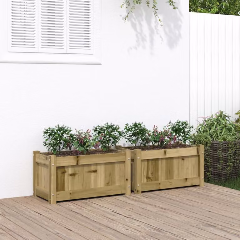 Set di 2 fioriere da giardino vidaXL in legno di pino impregnato, colore marrone