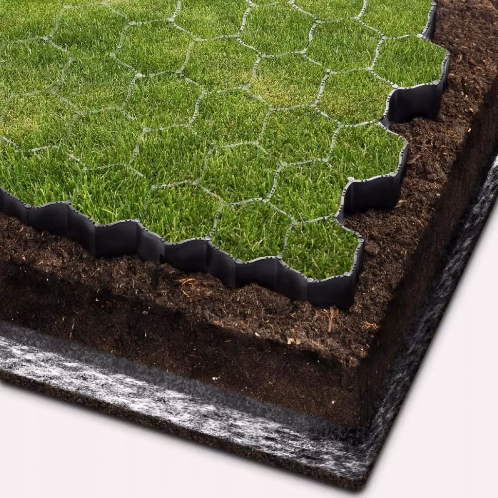 Griglia per parcheggio e giardino KADAX Geogrid in plastica nera L: 60 cm, P: 40 cm, H: 4 cm – 2