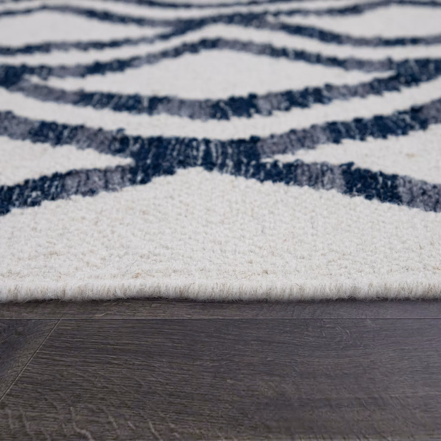 Tappeto Kenolia blu in lana e cotone con motivo a rombi, stile scandinavo, L: 120 cm x P: 170 cm – 2