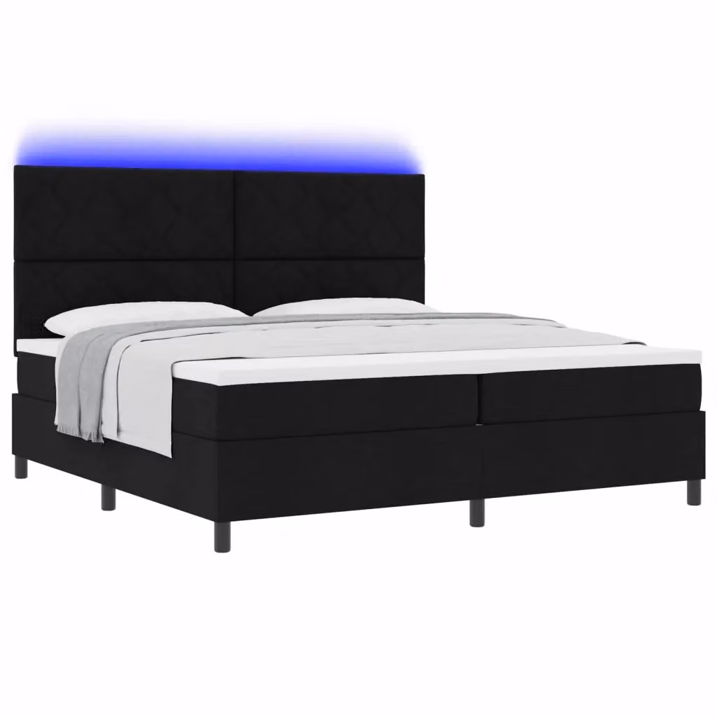 Letto a molle con materasso e illuminazione LED vidaXL, colore nero, rivestimento in tessuto, L/P: 200 x 200 cm – 3