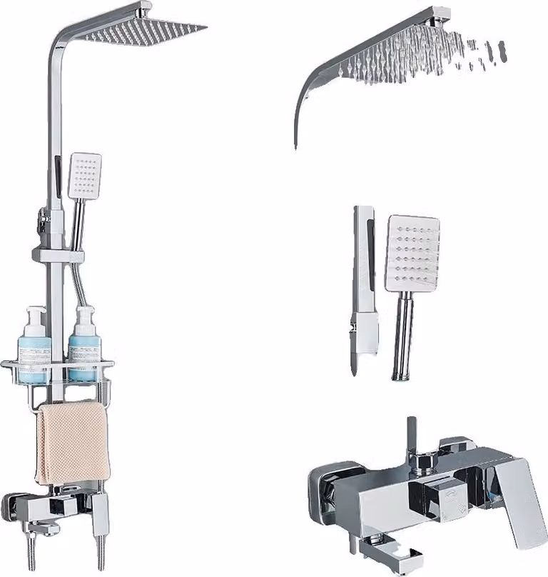 Set rubinetteria per doccia, design multifunzionale, montaggio a parete, cromato D 8 pollici