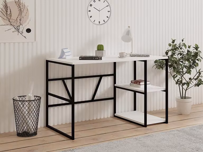 Skye Decor, Caste - Bianco, Scrivania, Bianco, 100% PANNELLI DI AGGREGATO DI LEGNO RIVESTITI IN MELAMMINA, 120 x 60 x 74 cm