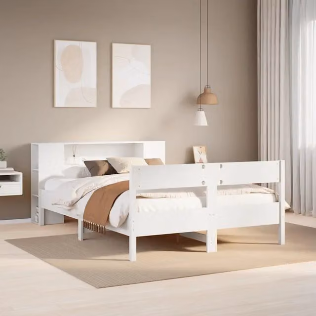 Letto Libreria senza Materasso Bianco 140x190 cm Legno di Pino 3322955