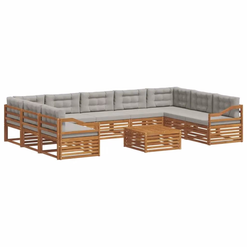 Set di 10 divani da esterno moderni vidaXL in legno di acacia grigio – 2