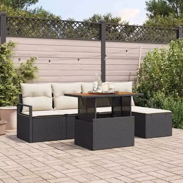 Set Divano da Giardino 6 pz Nero polyrattan 3349697
