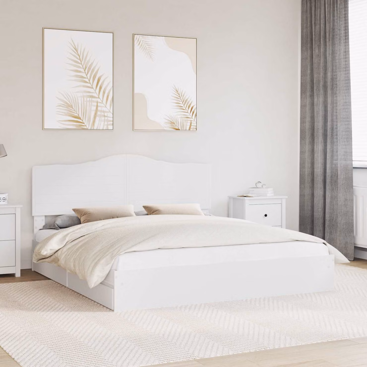 Letto con contenitore vidaXL in legno ingegnerizzato bianco, L/P/H: 180 x 200 x 100 cm