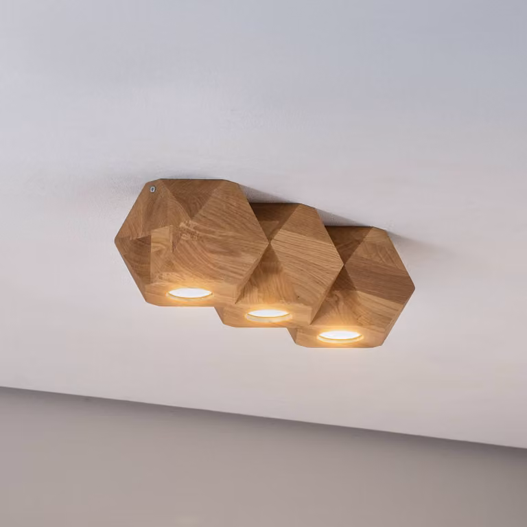 Plafoniera soffitto Peach Puff SOLLUX LIGHTING, dimmerabile, Legno chiaro, Soggiorno / Sala da pranzo, Legno, Moderno, Plafoniera