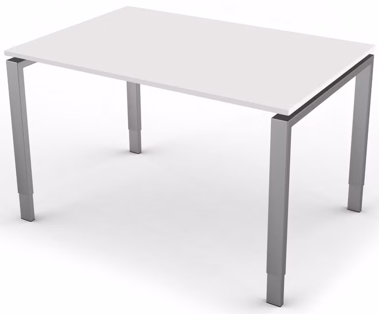 Scrivania Form 5, regolabile in altezza manualmente, bianca, dimensioni piano d'appoggio: 120 x 80 cm
