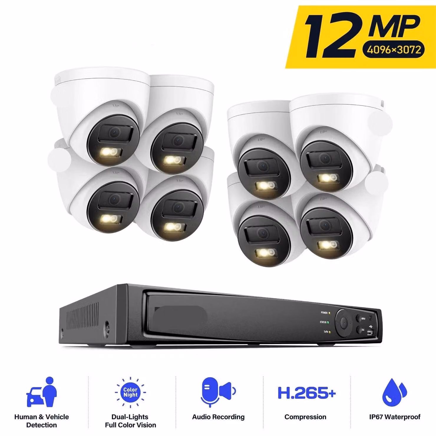 Telecamera di sorveglianza IP – Telecamera PoE – Telecamera IP – Telecamera di sicurezza – 12 megapixel – Angolo di visione di 113°