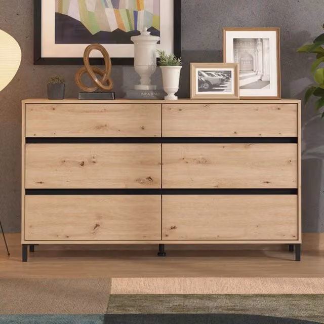 Cassettiera con 3 cassetti DMORA Mapello in legno rovere nodi marrone L: 157 cm, P: 40 cm, H: 90 cm – 1