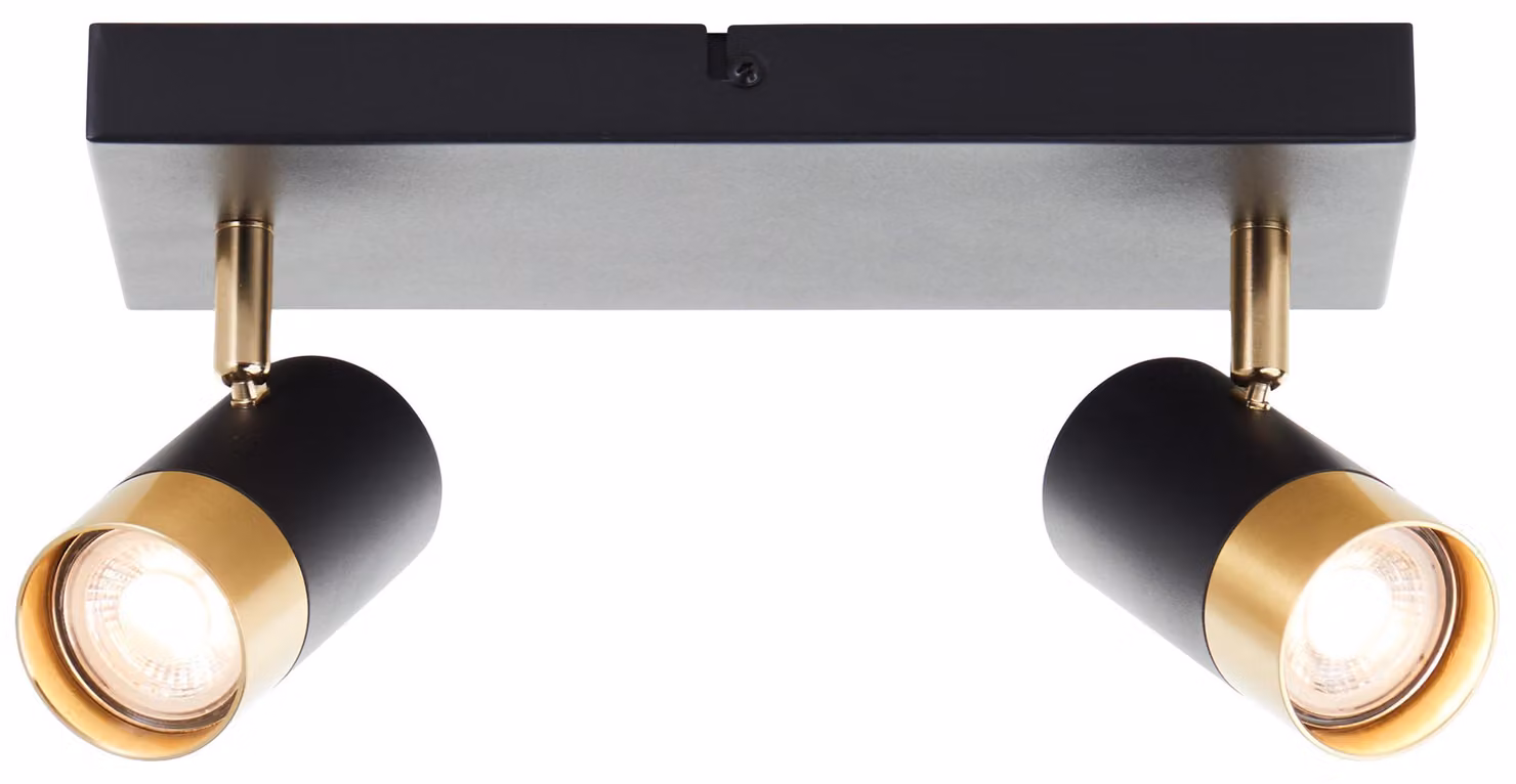 Lampada da soffitto Vigolo Spotrohr, finitura nera/oro opaco, attacco GU10, 10W, grado di protezione IP20, per uso interno