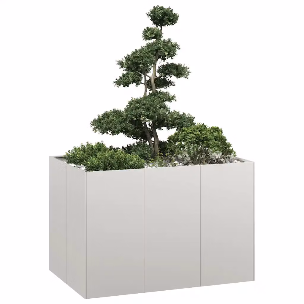 Fioriera vidaXL in acciaio inox color argento L: 120 cm, P: 80 cm, H: 80 cm