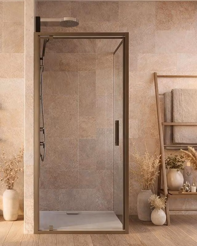 Box doccia 70x70 a battente Marsiglia reversibile trasparente H 195 cromo