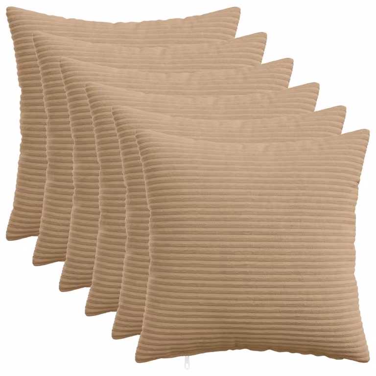 Set di 6 federe vidaXL HEERLEN in velluto a coste marrone, L/P/H: 30 x 30 x 30 cm