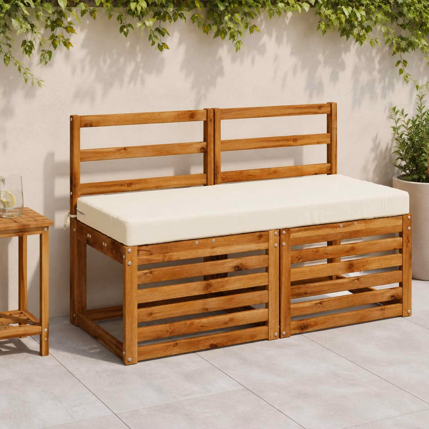 Cuscino per panchina vidaXL SOEST in poliestere con rivestimento rimovibile e resistente ai raggi UV, colore beige/bianco