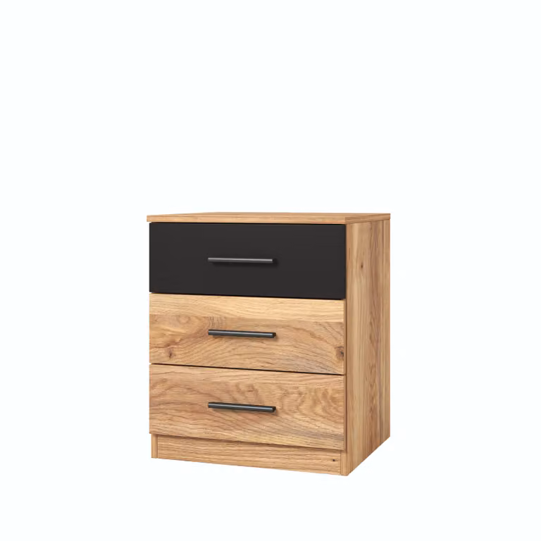 Comodino CROWEL - rovere mauvella / nero