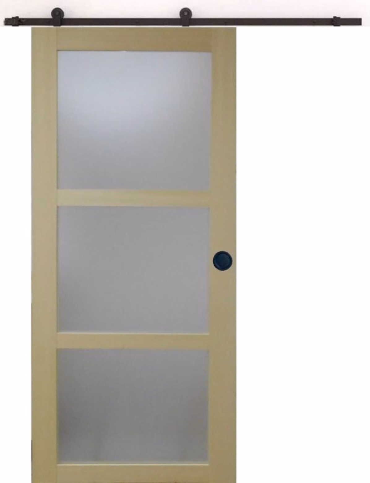 Porta scorrevole in legno Ayous con vetro H204 x L73 cm, binario con rotelle, gusci neri GD MENUISERIES